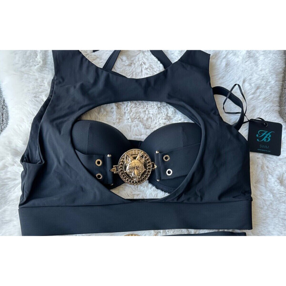 Honey Birdette BROOKLYN💧🖤 Black 2 Piece Bandeau Swim Top 32G - Picture 2 of 5